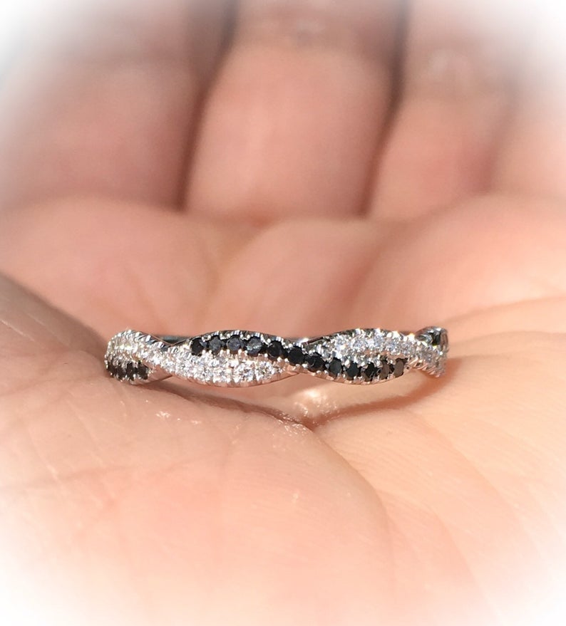 Black and White Diamond Twist Pave Ring