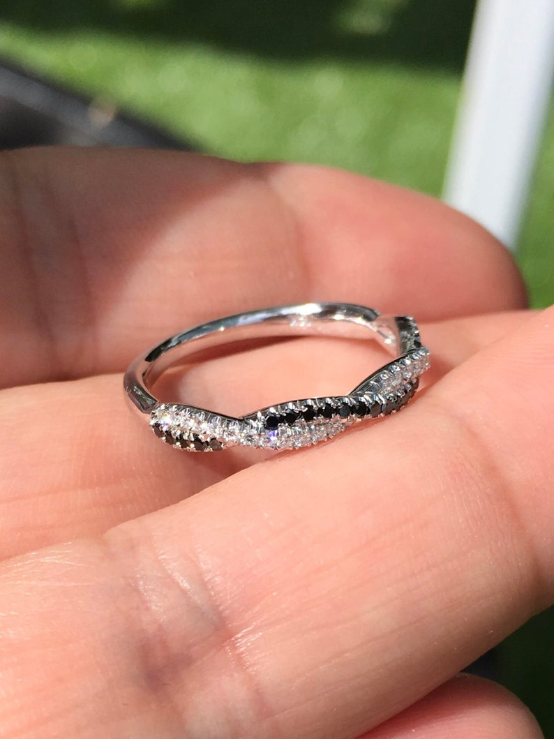 Black and White Diamond Twist Pave Ring