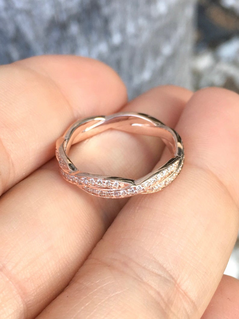 3.6mm Twisted Diamond Pave Band