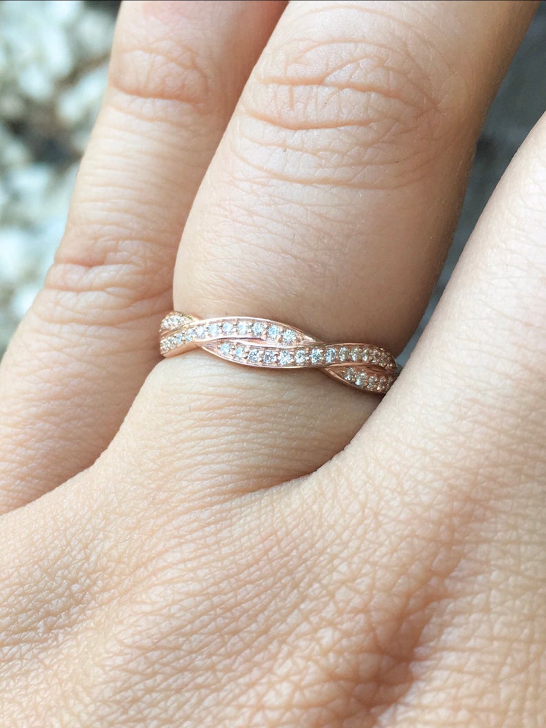 3.6mm Twisted Diamond Pave Band