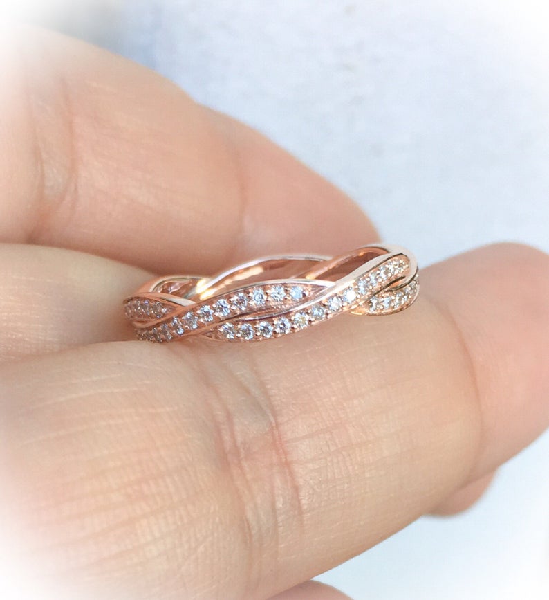3.6mm Twisted Diamond Pave Band