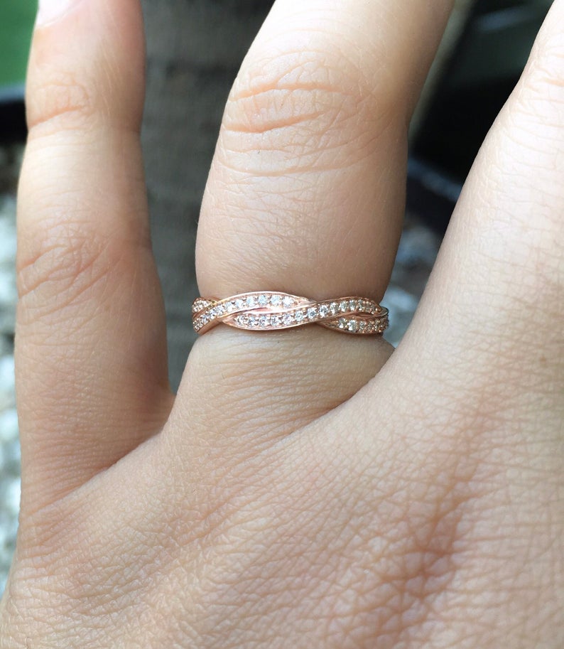 3.6mm Twisted Diamond Pave Band