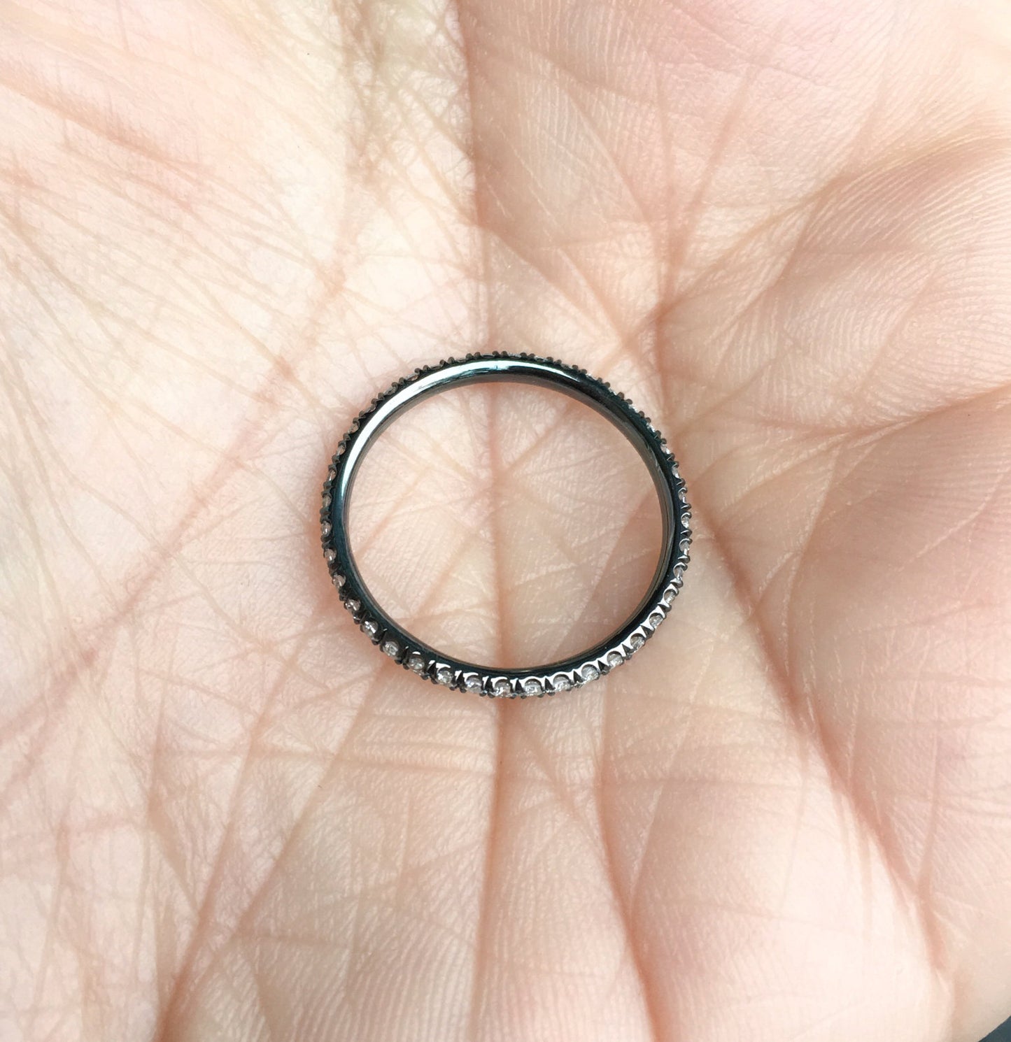 1.6mm Pave Diamond Full Eternity Black Gold Band