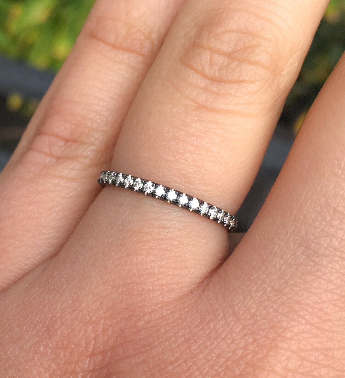 1.6mm Pave Diamond Full Eternity Black Gold Band