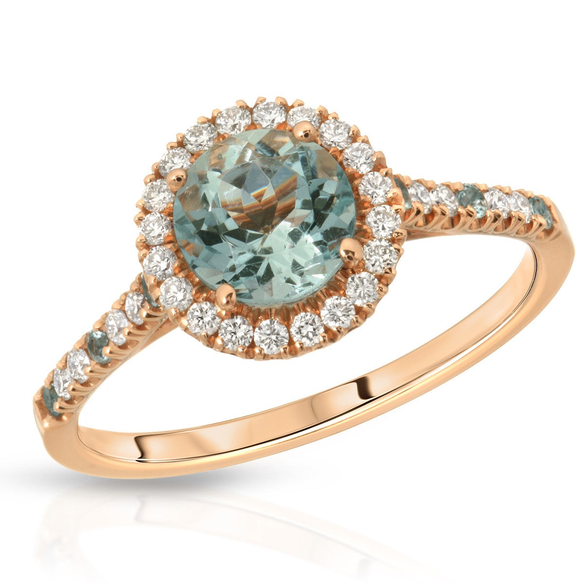 1.6mm Diamond and 6mm Aquamarine Ring
