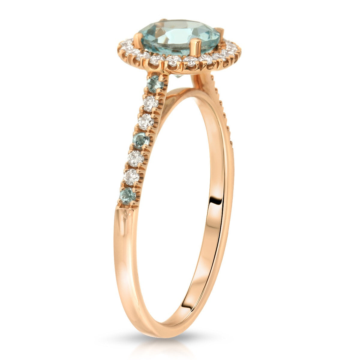 1.6mm Diamond and 6mm Aquamarine Ring