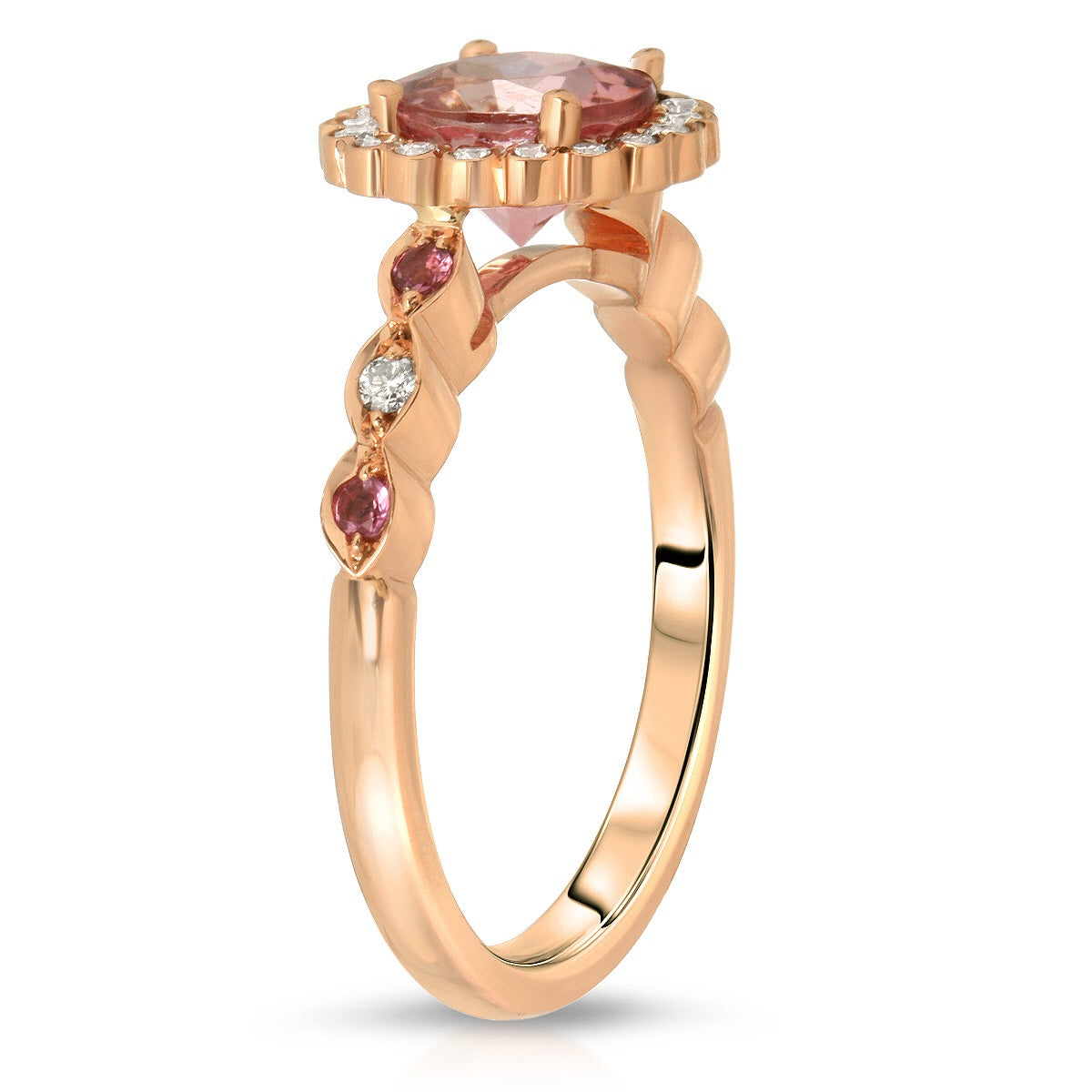 1.8mm Pink, Tourmaline, and Diamond Ring