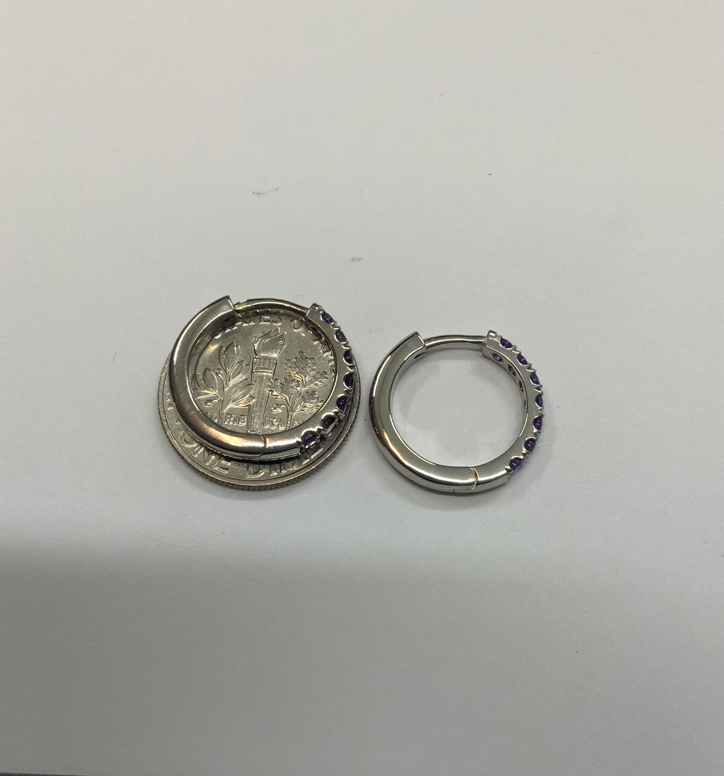 Amethyst Pave 15mm Hoop Earrings/ February Birthstone Huggies