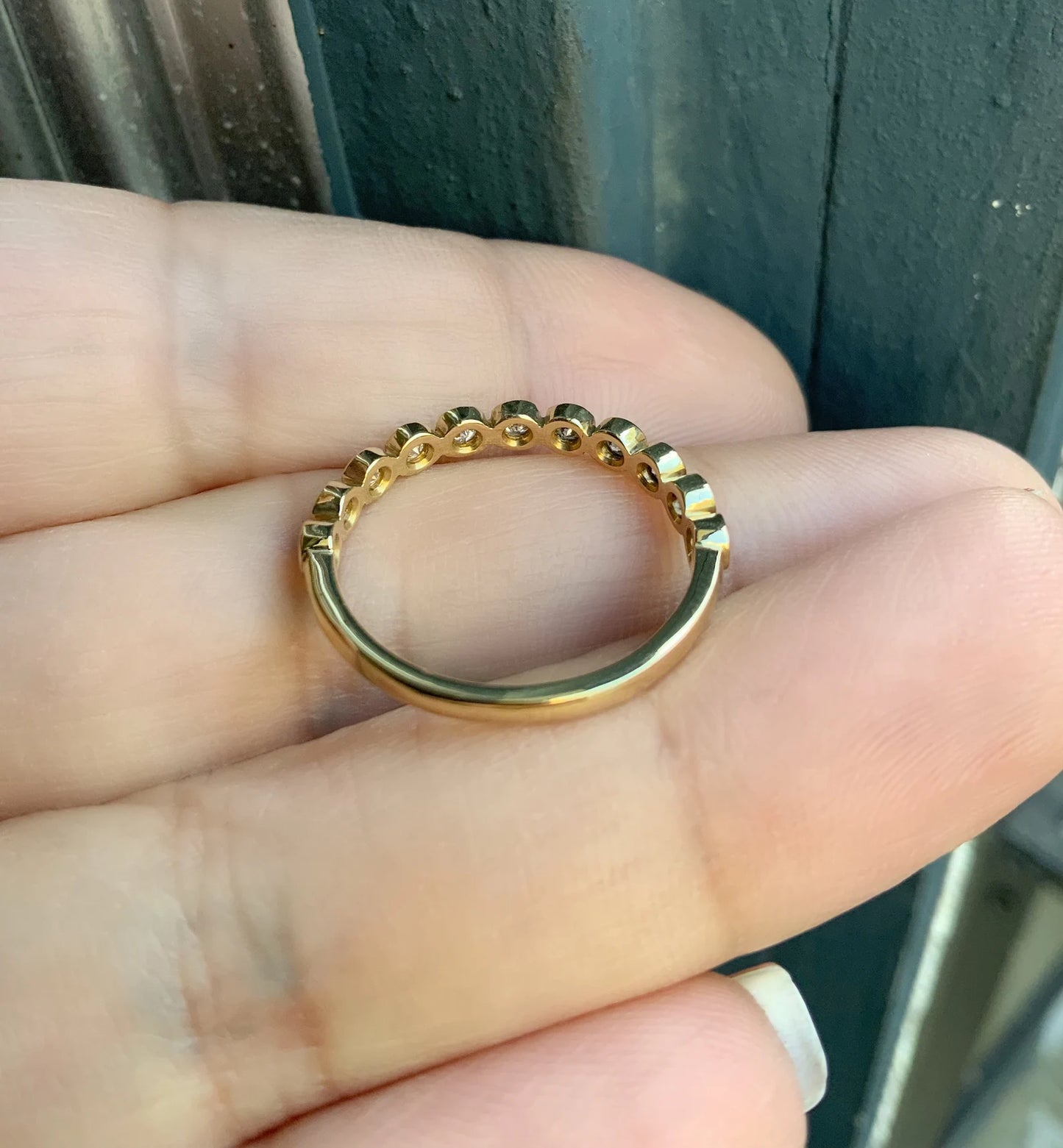 Lab Grown Diamond Bezel Set Band/ 3mm Bubble Dot Band/ Scalloped Lab Grown Diamond Wedding Band/ Diamond Stacking Ring/ 10K 14K 18K Platinum