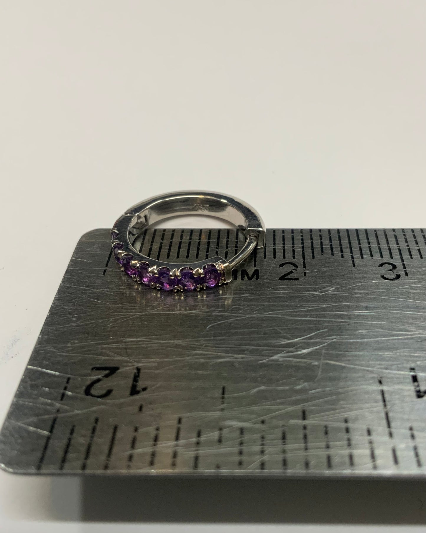 Amethyst Pave 15mm Hoop Earrings/ February Birthstone Huggies
