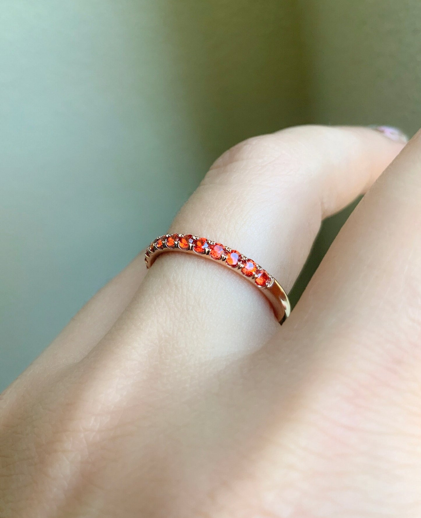 Reserved for Pat ONLY/ 3mm Full Eternity Orange Sapphire Band