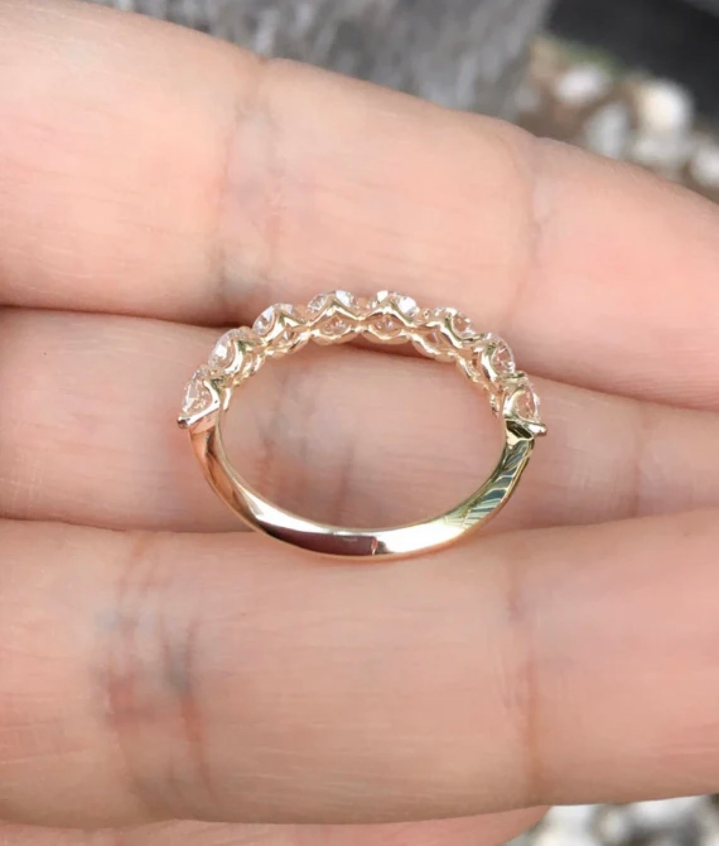 Lab Grown Diamond Bubble Ring/ 3.5mm 8 Stone Floating Diamond Ring/ Prong Set Large Diamond Band/ Women's Wedding Band/ 14K 18K or Platinum