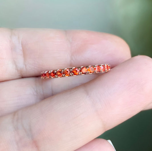 Reserved for Pat ONLY/ 3mm Full Eternity Orange Sapphire Band