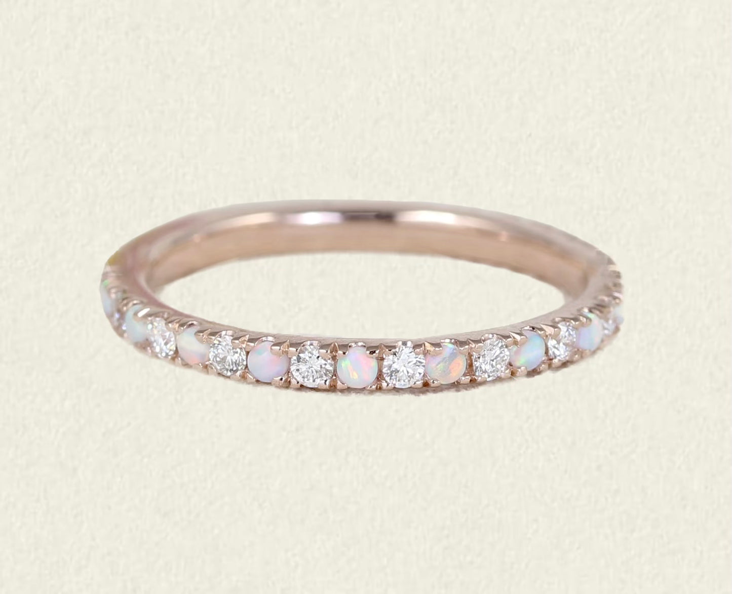 Reserved for Aaron ONLY/ 2mm Platinum Band with Pave Set Alternating Natural Diamonds and Opals