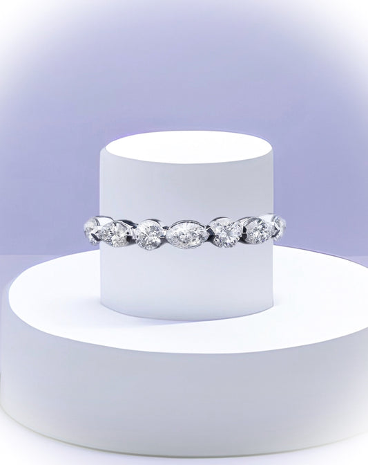 Reserved for Barbara ONLY/ Platinum Band with Round & Marquise Cut Diamonds/ 1 of 2 Payments