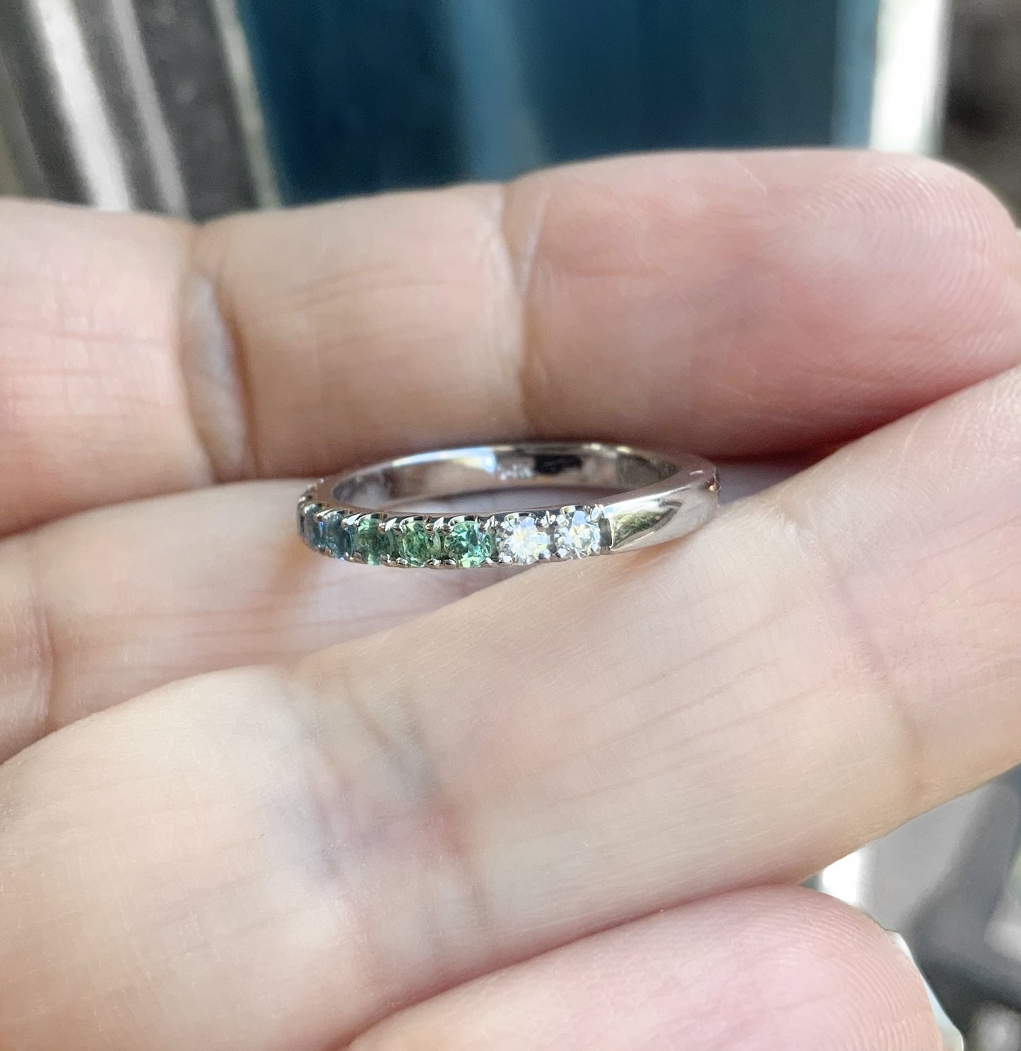 Reserved for Stefanie ONLY/ 3mm Custom Ombre Pave Infinity Ring