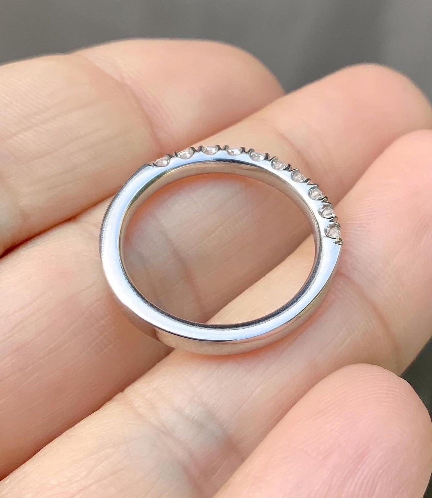 Pave Diamond Wedding Ring with 10 Stones/ Lab Grown Diamond 2.7mm Band/ Diamond Stack Ring/ 10th Anniversary Diamond Band 14K, 18K, Platinum