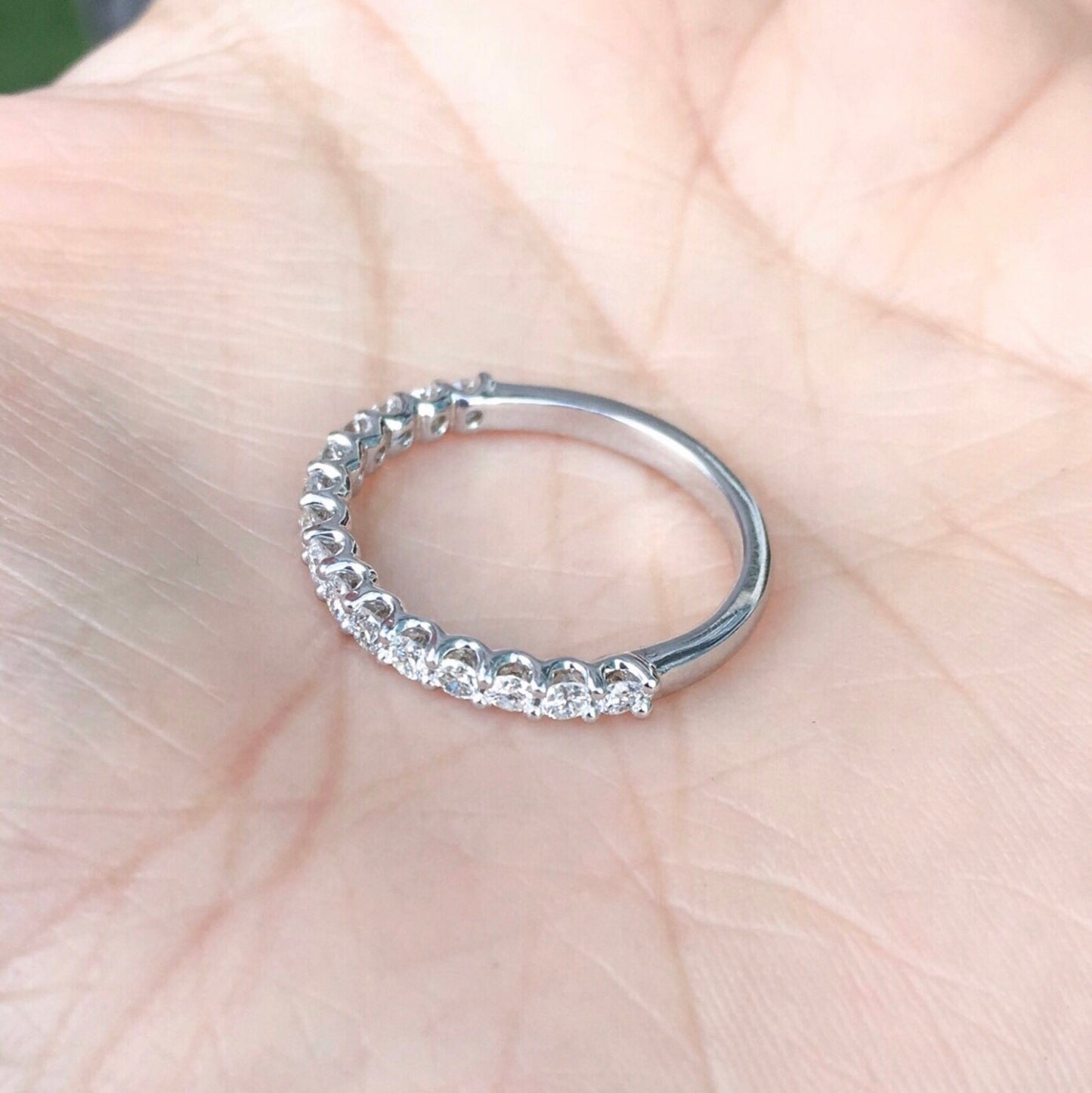 Lab Grown Diamond Half Eternity Ring/ U Prong Set 2.3mm/ Lab Grown Diamond Wedding Band/ Diamond Stacking Ring/ Solid Gold or Platinum