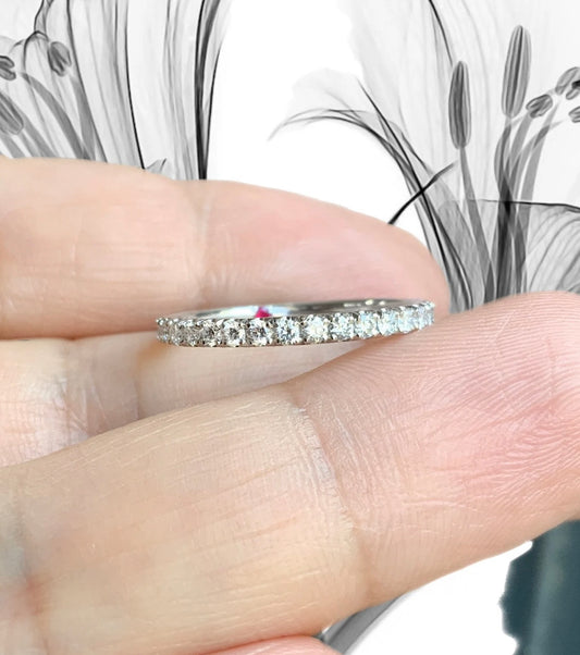 Lab Grown Diamond Ring with Hidden Stone/ Pave 3/4 Eternity 2mm Wedding Band Personalized with Secret Hidden Birthstone/ Gold or Platinum