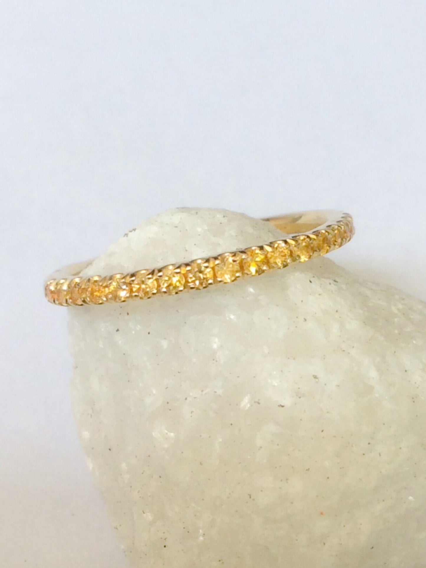 Yellow Sapphire Band/ Delicate Yellow Sapphire Full Eternity Ring/ 1.5mm Birthstone Stacking Ring/ Sapphire Infinity Ring