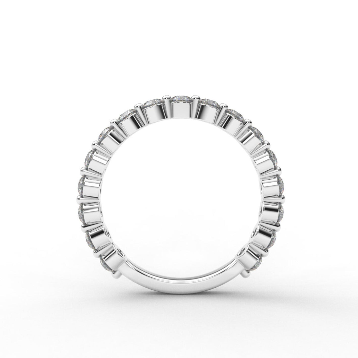 3/4 Eternity 2.3 MM Bubble Ring with Lab Grown Diamonds/ Floating Diamond Women's Single Prong Wedding Band/ 10K, 14K, 18K Gold or Platinum
