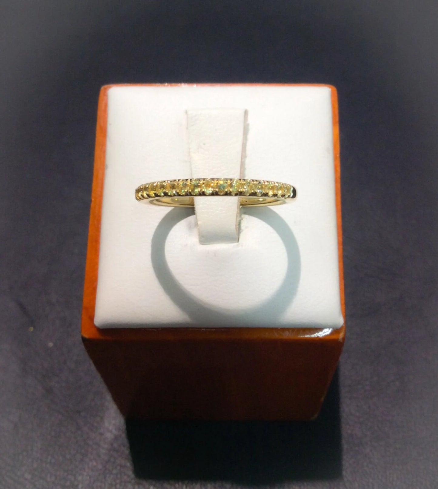 Citrine Eternity Band Ring/ 2mm Pave Half Eternity Wedding Anniversary Ring/ Citrine Stacking Guard Ring/ Citrine November Birthstone Ring