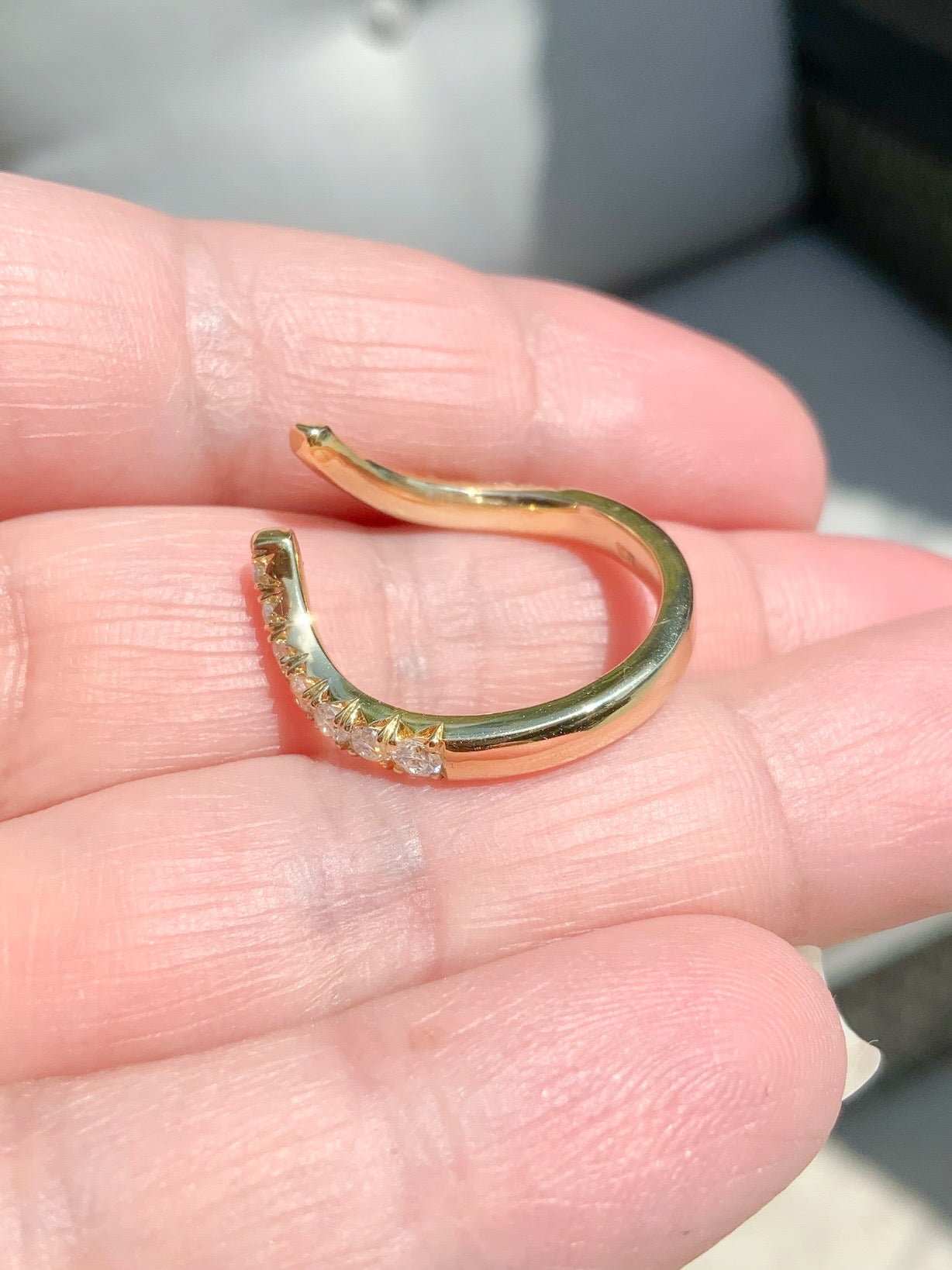 Diamond Tusk Ring/ Open Chevron Pointed V Curve Statement Ring/ French Pave Set Lab Grown Diamonds/ 10K, 14K, 18K, Platinum