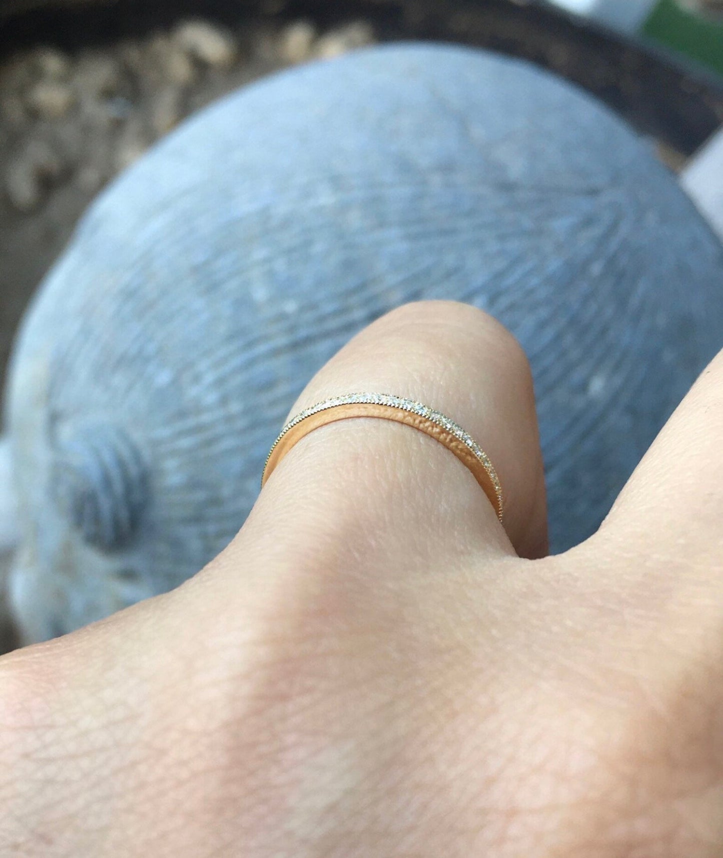 Reserved for akladner ONLY/ 18K 2mm 3/4 Eternity Milgrain Band with Pave Set Natural Diamonds