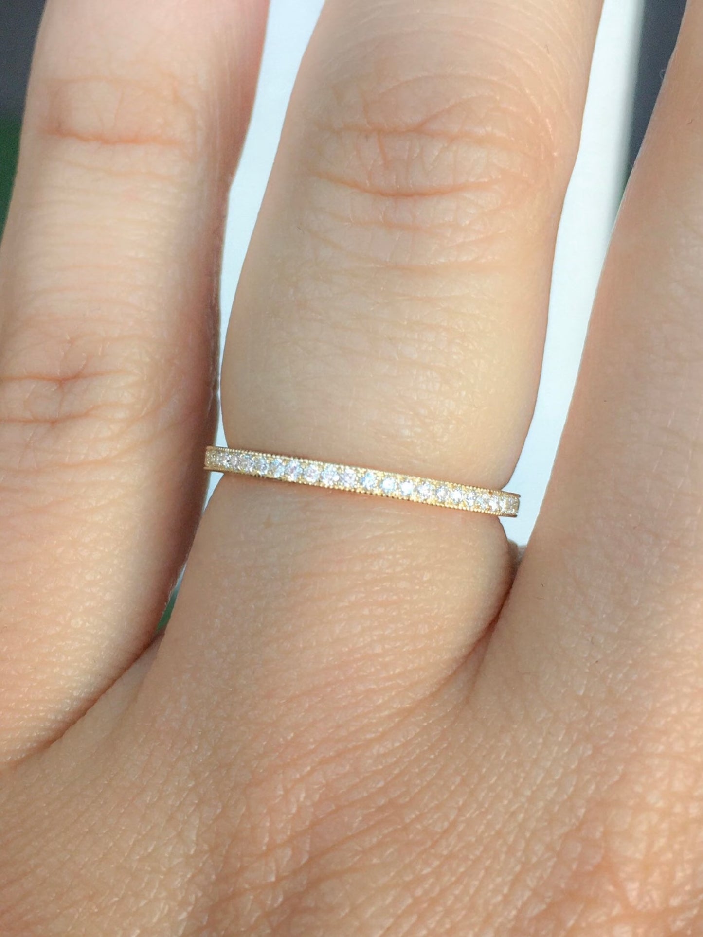 Reserved for Anna ONLY - 2mm 3/4 Eternity Milgrain Channel Pave Diamond Band with a Space Bar