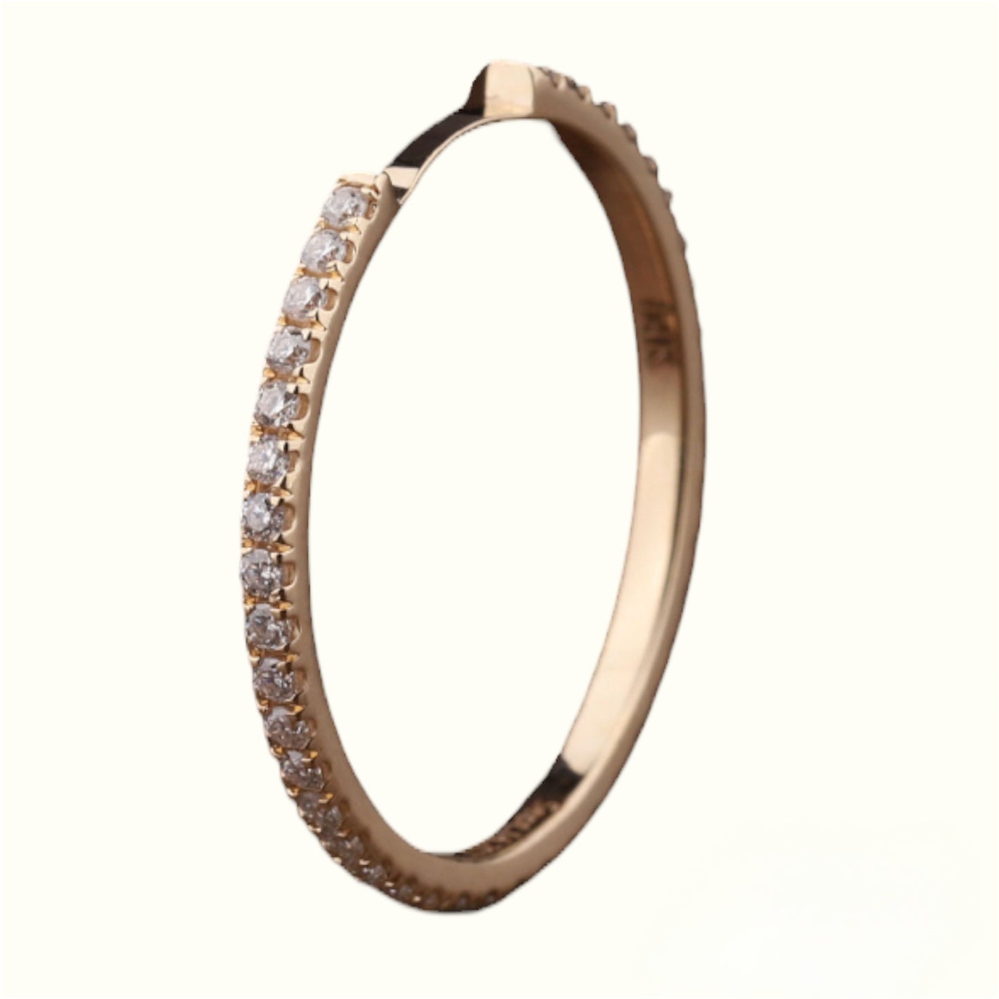 Reserved for Anna ONLY - 2mm 3/4 Eternity Milgrain Channel Pave Diamond Band with a Space Bar