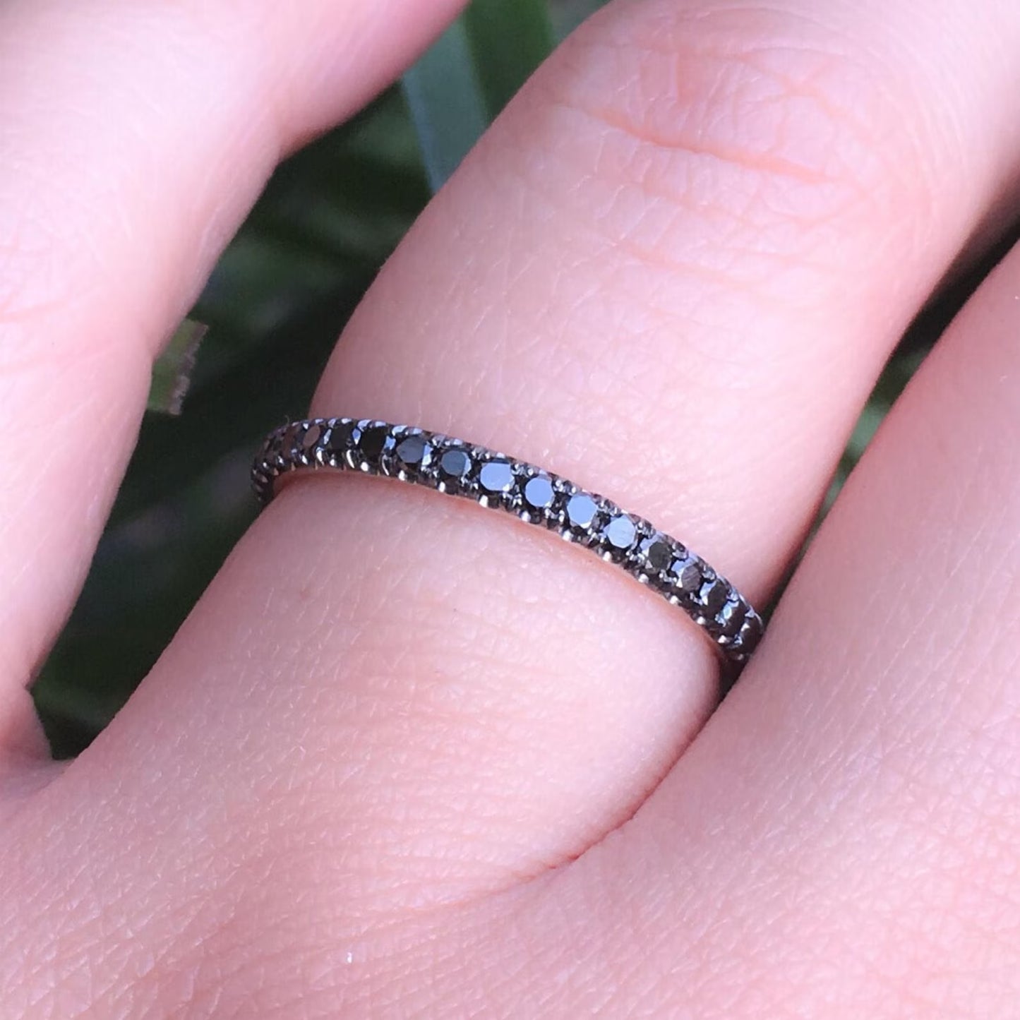 Black Diamond Pave Full Eternity Ring/ 2mm Wedding Anniversary Band/ Black Diamond Stacking Guard Ring/ 14K or 18K Gold, or Platinum