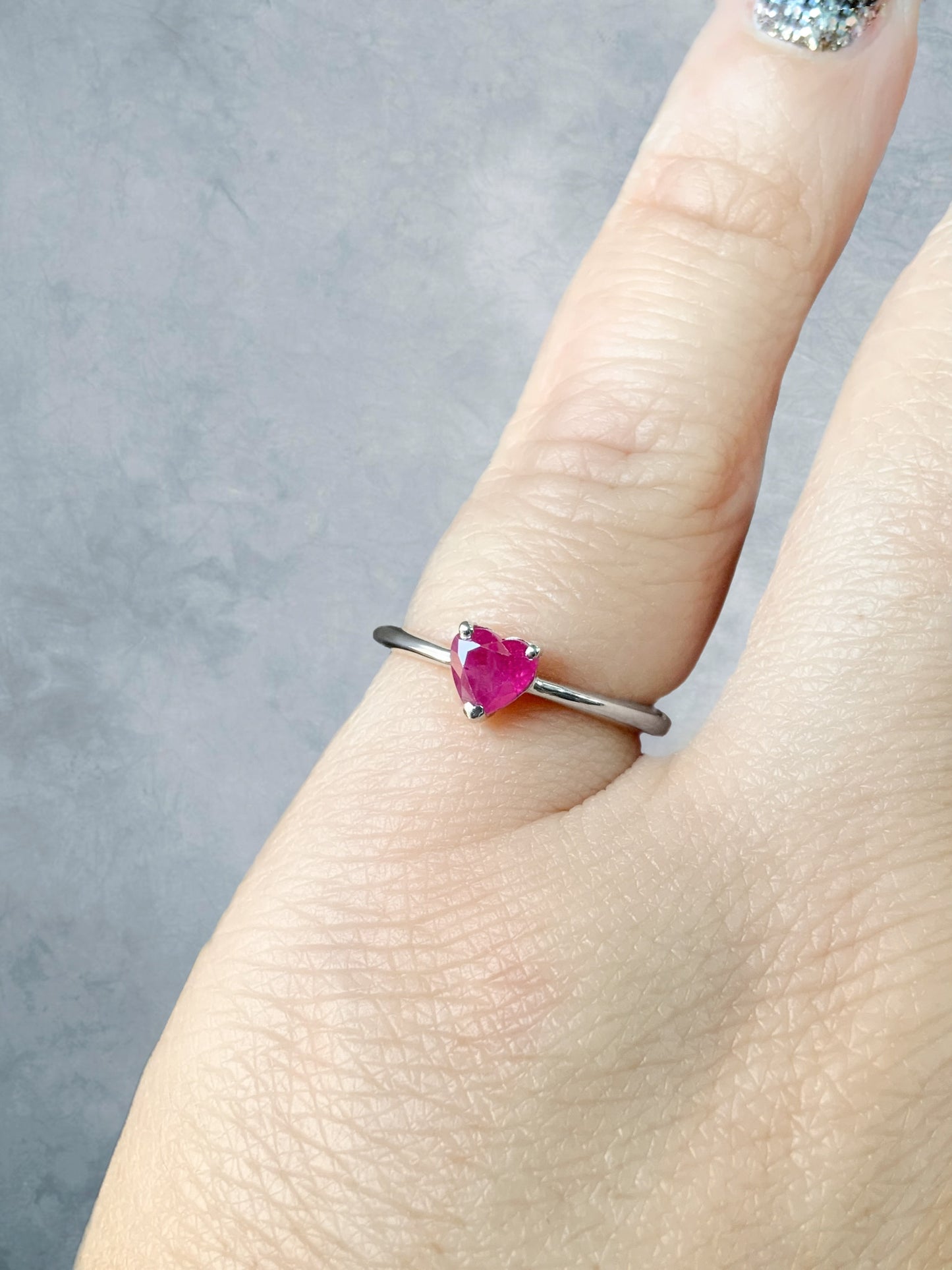 Ruby Heart Ring/ Solitaire Proposal Ring/ Heart Cut Ruby Engagement Ring/ Pink Red Heart Shaped Ruby July Birthstone Ring/ 14K 18K Platinum