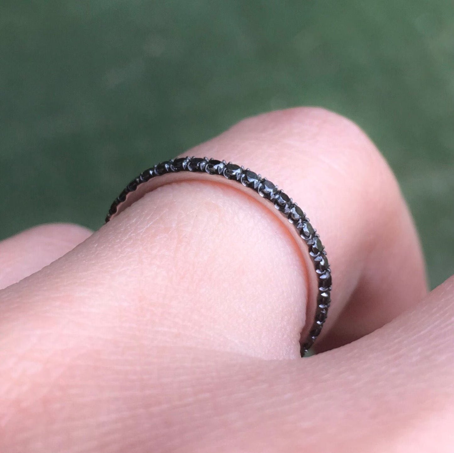 Black Diamond Pave Full Eternity Ring/ 2mm Wedding Anniversary Band/ Black Diamond Stacking Guard Ring/ 14K or 18K Gold, or Platinum