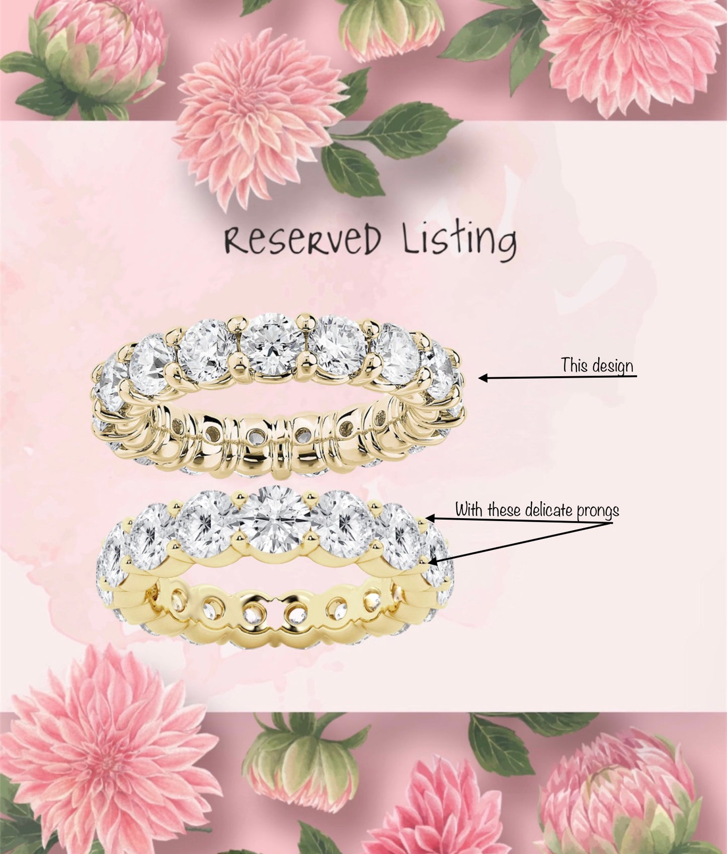 Reserved for Madi/ 14K Yellow Gold 3/4 Eternity Band with 3.5mm Lab Grown Diamonds