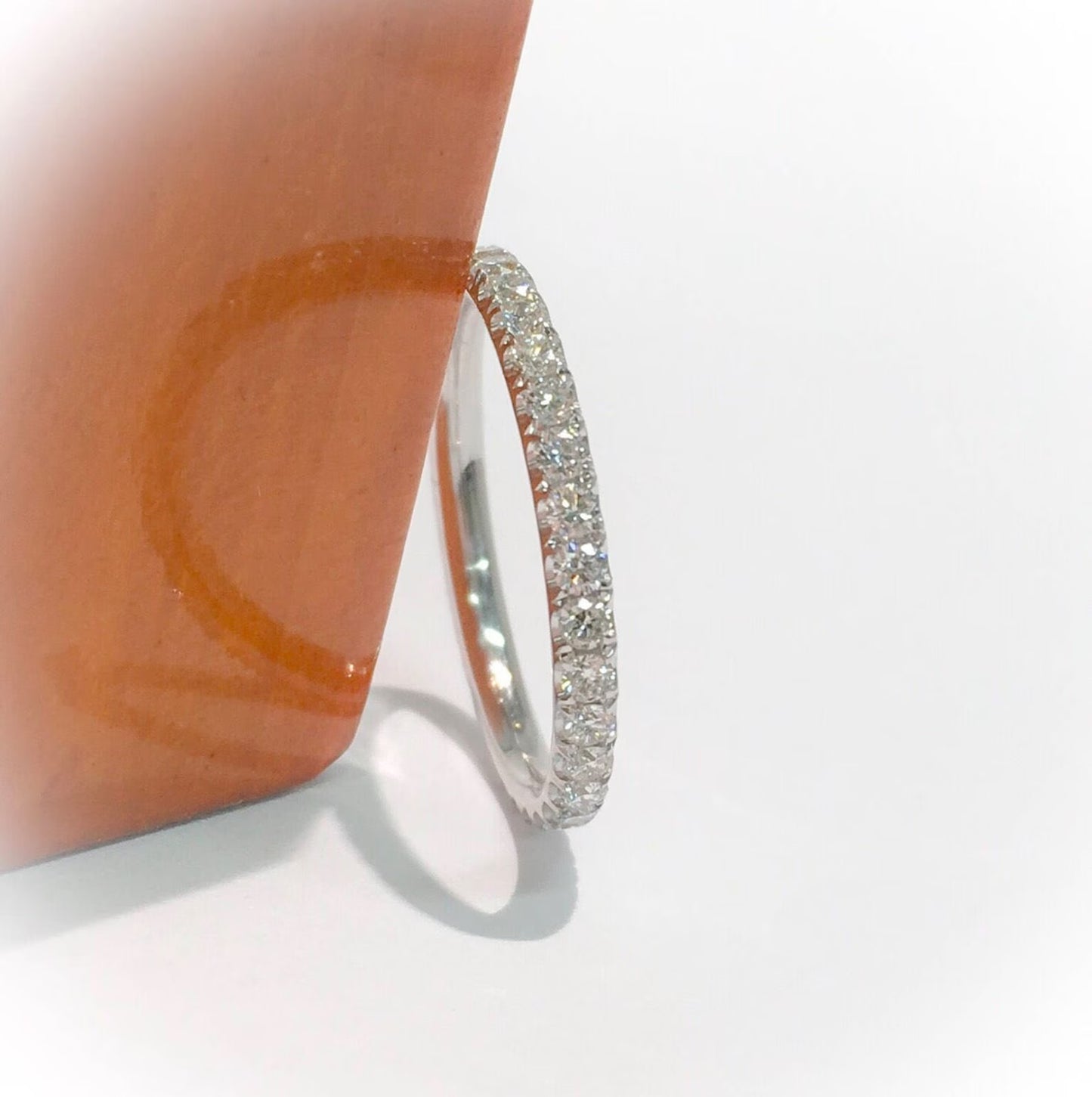Women Full Eternity Lab Grown Diamond Ring/ 2 mm Diamond Infinity Pave Wedding Band/ Diamond Anniversary Stack, Guard Ring/ 14K 18K Platinum