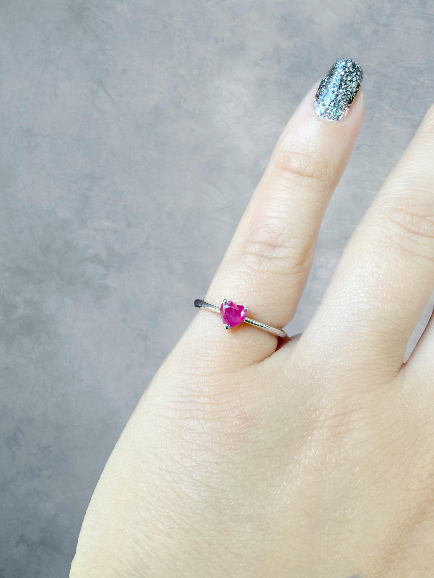 Ruby Heart Ring/ Solitaire Proposal Ring/ Heart Cut Ruby Engagement Ring/ Pink Red Heart Shaped Ruby July Birthstone Ring/ 14K 18K Platinum