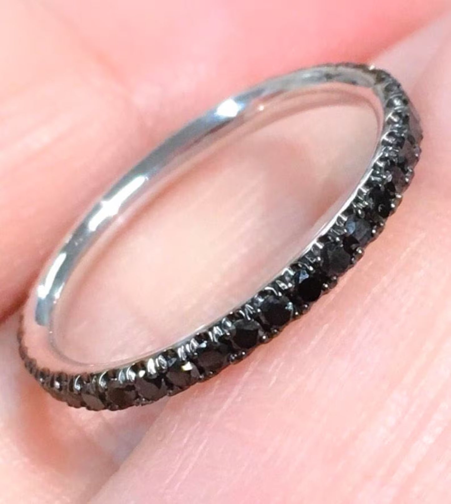 Black Diamond Pave Full Eternity Ring/ 2mm Wedding Anniversary Band/ Black Diamond Stacking Guard Ring/ 14K or 18K Gold, or Platinum