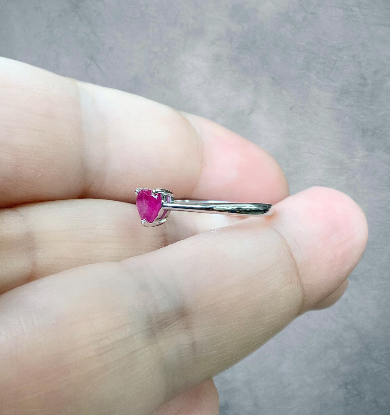 Ruby Heart Ring/ Solitaire Proposal Ring/ Heart Cut Ruby Engagement Ring/ Pink Red Heart Shaped Ruby July Birthstone Ring/ 14K 18K Platinum