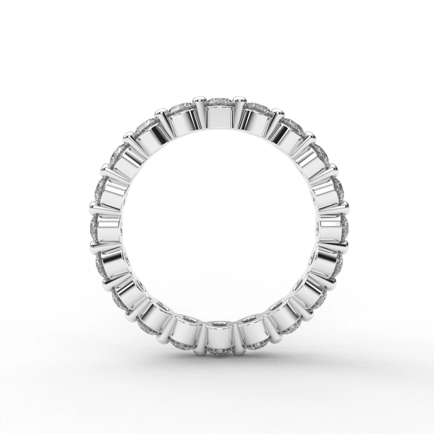 Lab Grown Diamond Full Eternity Bubble Ring /2.5 mm Women's Floating Diamond Single Prong Wedding Band/ 14K 18K Platinum/ Appraisal Included