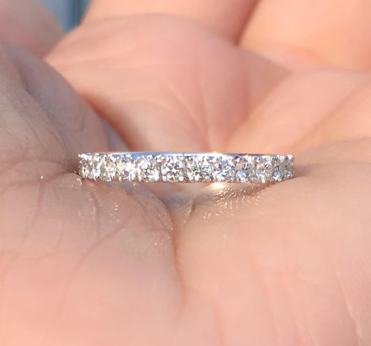 1 Carat Pave Natural Diamond Full Eternity Ring/ 1 Carat Diamond Wedding Band 2.3 MM/ Infinity Diamond Pave 2.3 MM Ring/ April Stacking Ring