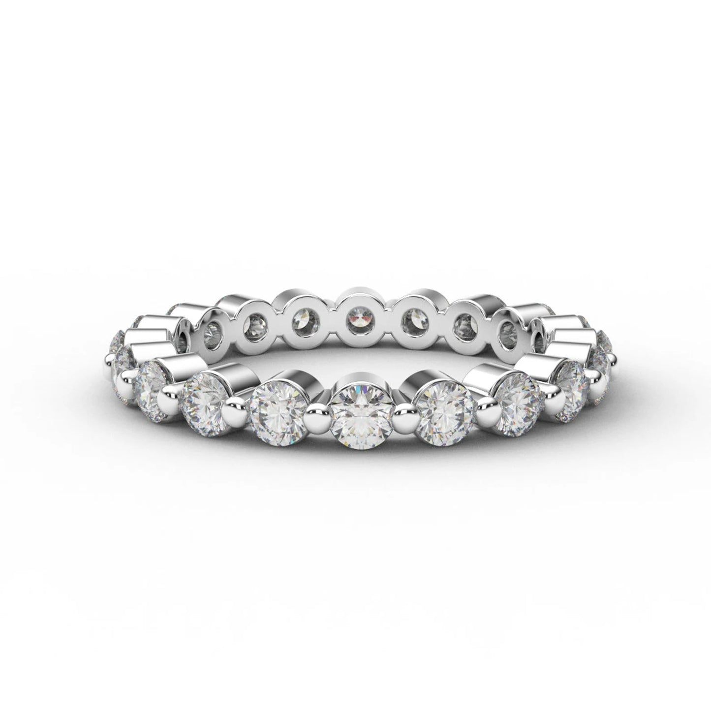 Lab Grown Diamond Full Eternity Bubble Ring /2.5 mm Women's Floating Diamond Single Prong Wedding Band/ 14K 18K Platinum/ Appraisal Included