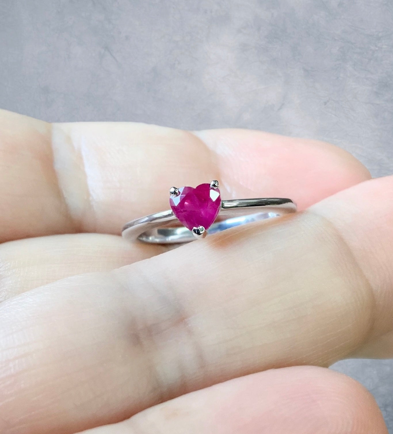 Ruby Heart Ring/ Solitaire Proposal Ring/ Heart Cut Ruby Engagement Ring/ Pink Red Heart Shaped Ruby July Birthstone Ring/ 14K 18K Platinum