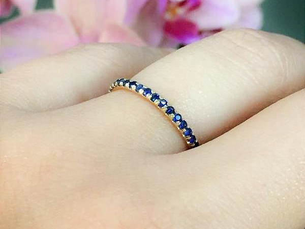 2mm Blue Sapphire Eternity Pave Band