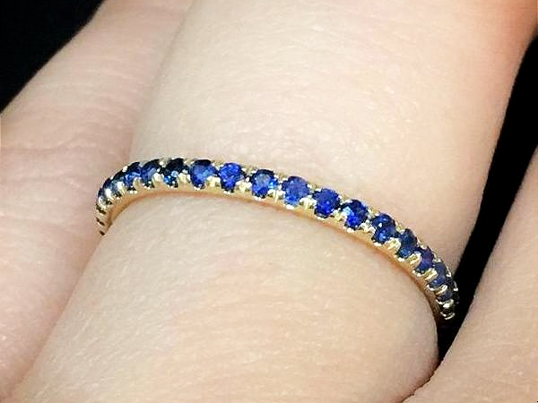 2mm Blue Sapphire Eternity Pave Band