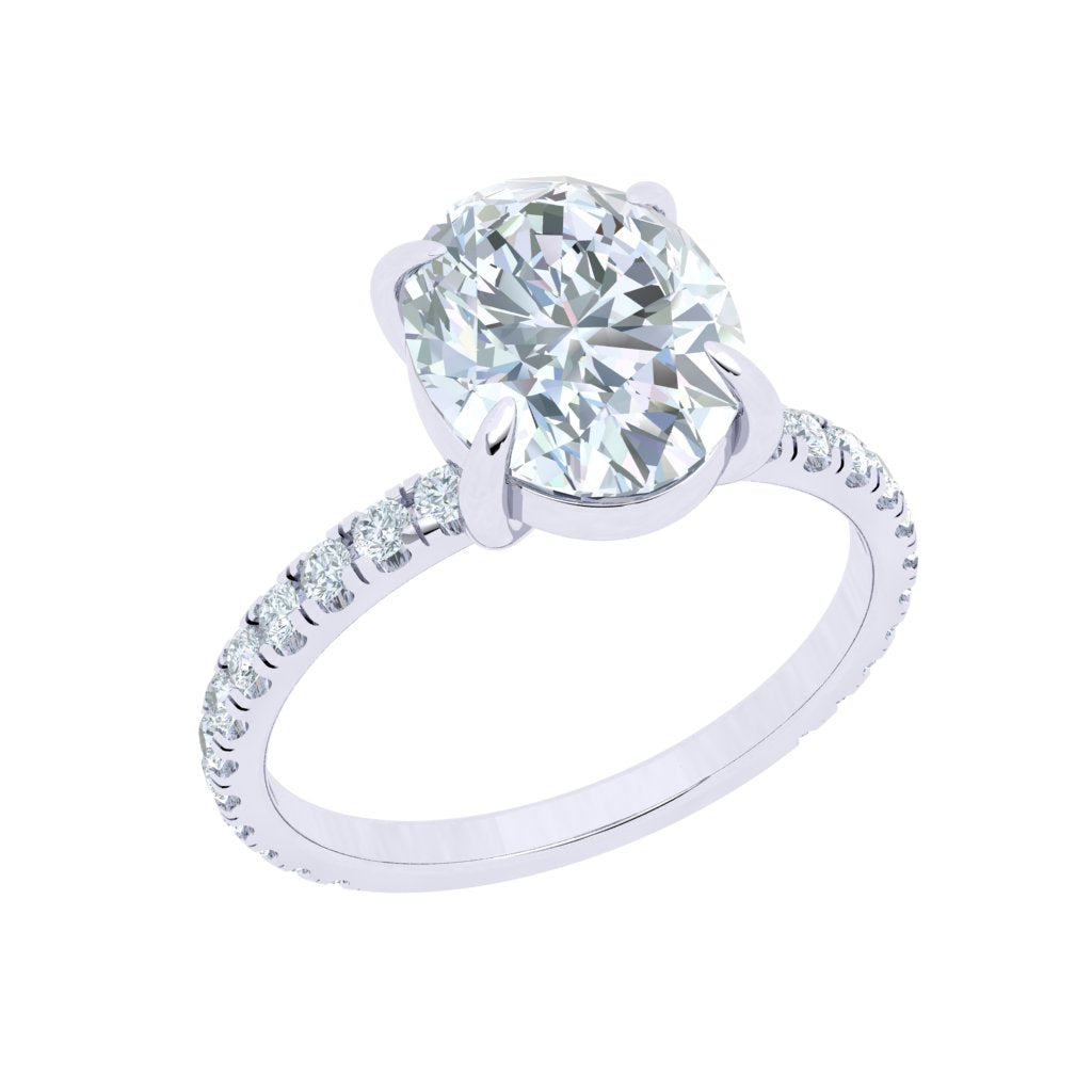 1.5 Carat Oval Moissanite Solitaire Engagement Ring/ with Lab Grown Diamonds