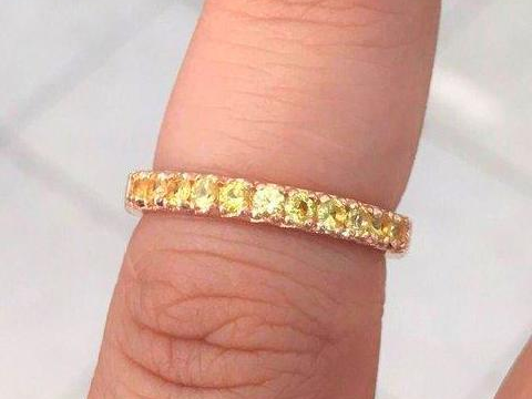 2mm Yellow Sapphire French Pave Band