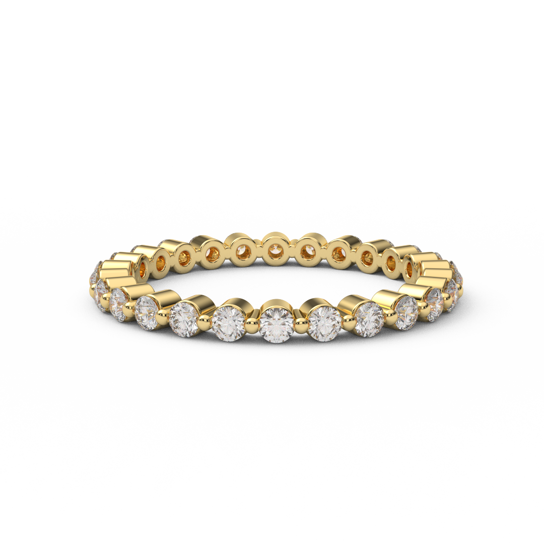 Natural Diamond 1.8mm Eternity Bubble Ring/ Floating Diamond Infinity Band/ Full Eternity Single Prong Diamond Stack (Appraisal Included)