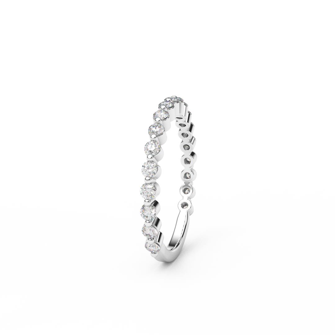 3/4 Eternity Lab Grown Diamond Bubble Ring/ 1.8mm Women Floating Diamond Single Prong Band/ Unique Wedding Diamond Stacking/ Gold, Platinum