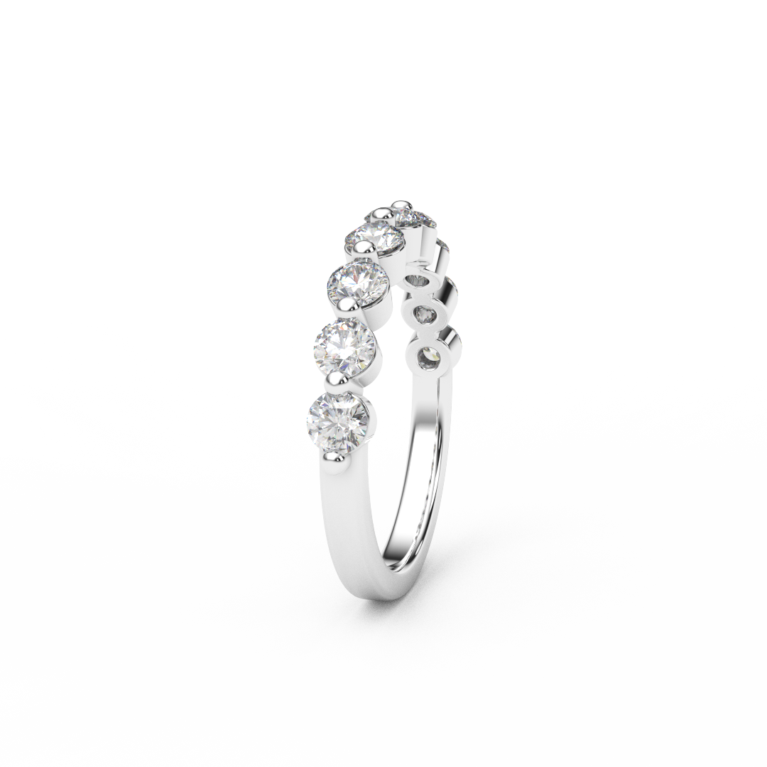 3mm Natural Diamond Floating Bubble Band/ Diamond Half Eternity Dot Ring/ Single Prong Set Diamond Matching Wedding Band or Anniversary Ring/ Diamond Bubble Stacking Ring