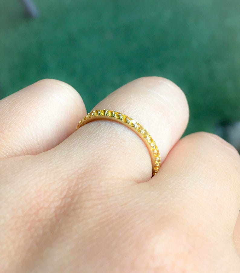 1.8 mm Citrine Pave Full Eternity Band Ring